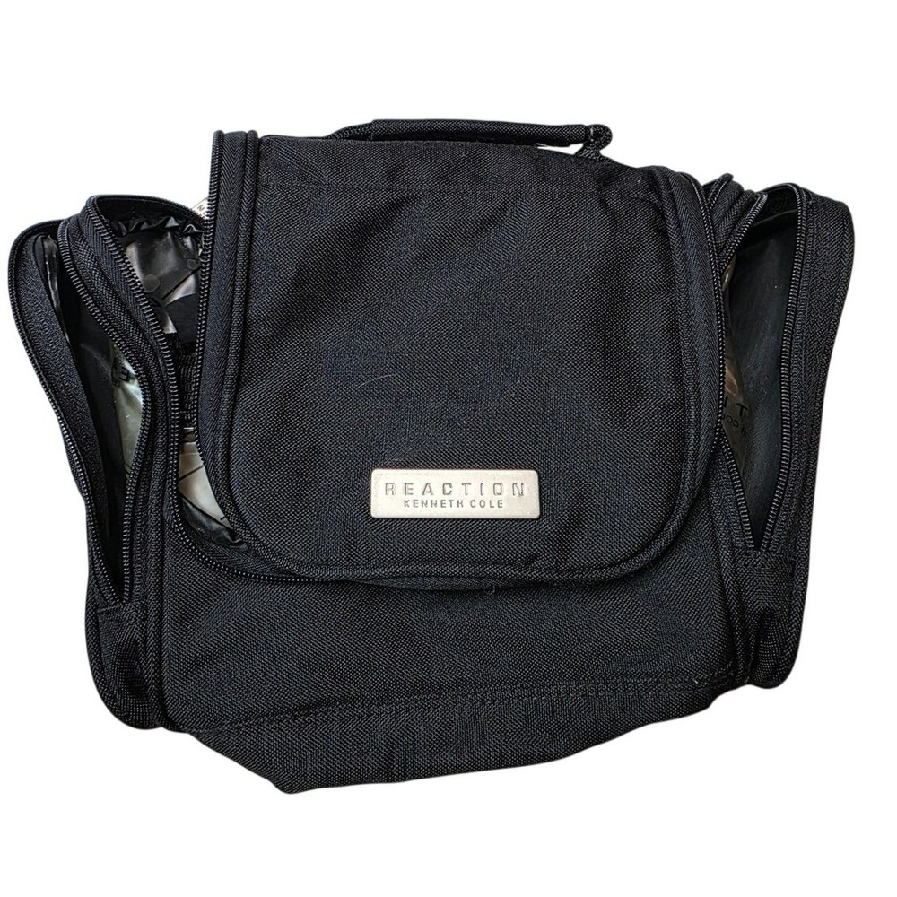 Kenneth Cole Reaction Hanging Toiletry Bag Black Nylon Travel Organizer Case A5